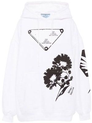 (W) 普拉达 SS21 白色印花抽绳长袖连帽衫 134621-1YTP-F0964 Order (W) 普拉达 SS21 白色印花抽绳长袖连帽衫 134621-1YTP-F0964