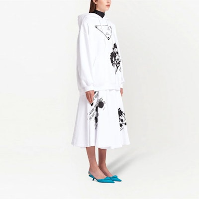 (W) 普拉达 SS21 白色印花抽绳长袖连帽衫 134621-1YTP-F0964 Purchase (W) 普拉达 SS21 白色印花抽绳长袖连帽衫 134621-1YTP-F0964