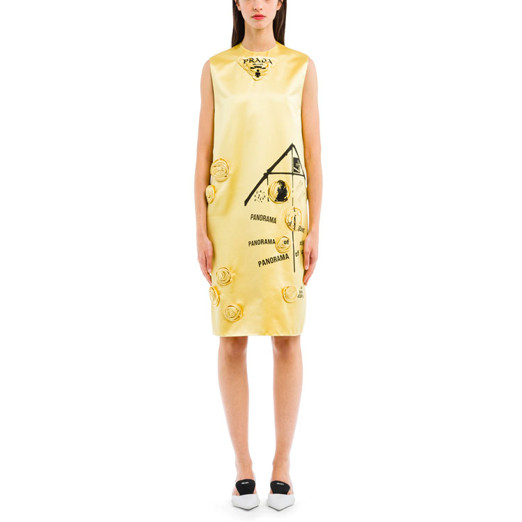 Lookbook (W) 普拉达SS21黄刺绣公主花卉连衣裙女款 P3D89R-1YRE-F0YXI-S-211