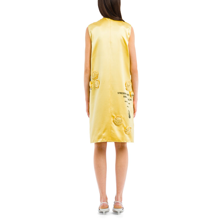 Shop (W) 普拉达SS21黄刺绣公主花卉连衣裙女款 P3D89R-1YRE-F0YXI-S-211