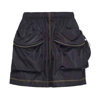 (Women) PRADA SS22 Black Casual Shorts with Solid Color and Mini Pouch. 22H865S2121WQ9-F0002