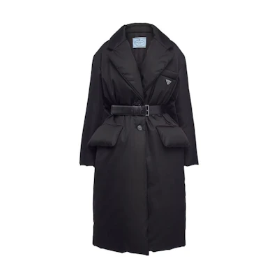 (Women) PRADA SS22 Black Coat with Belt Detail and Polo Collar. 29E862-1WQ8-F0002-S-222