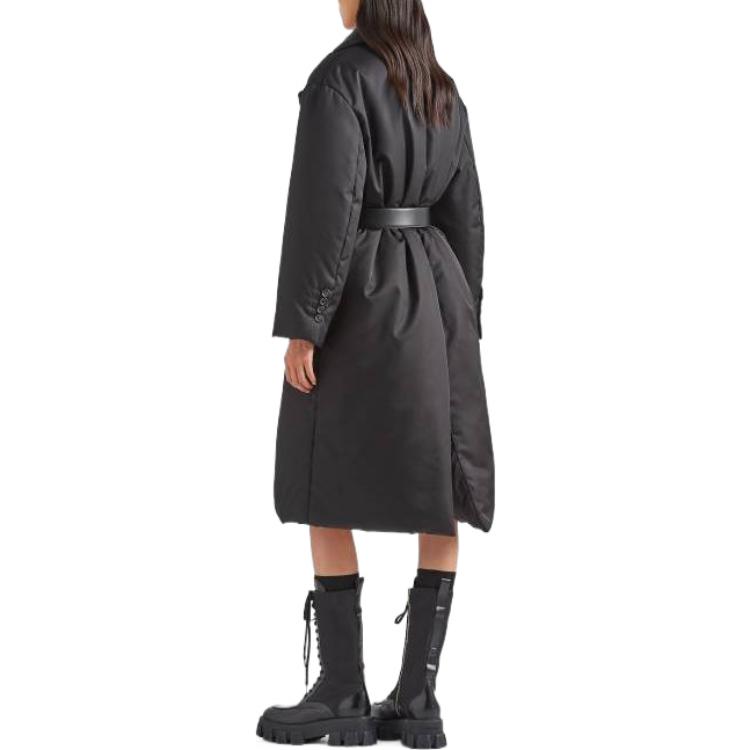 Shop (Women) PRADA SS22  Black Coat with Belt Detail and Polo Collar. 29E862-1WQ8-F0002-S-222