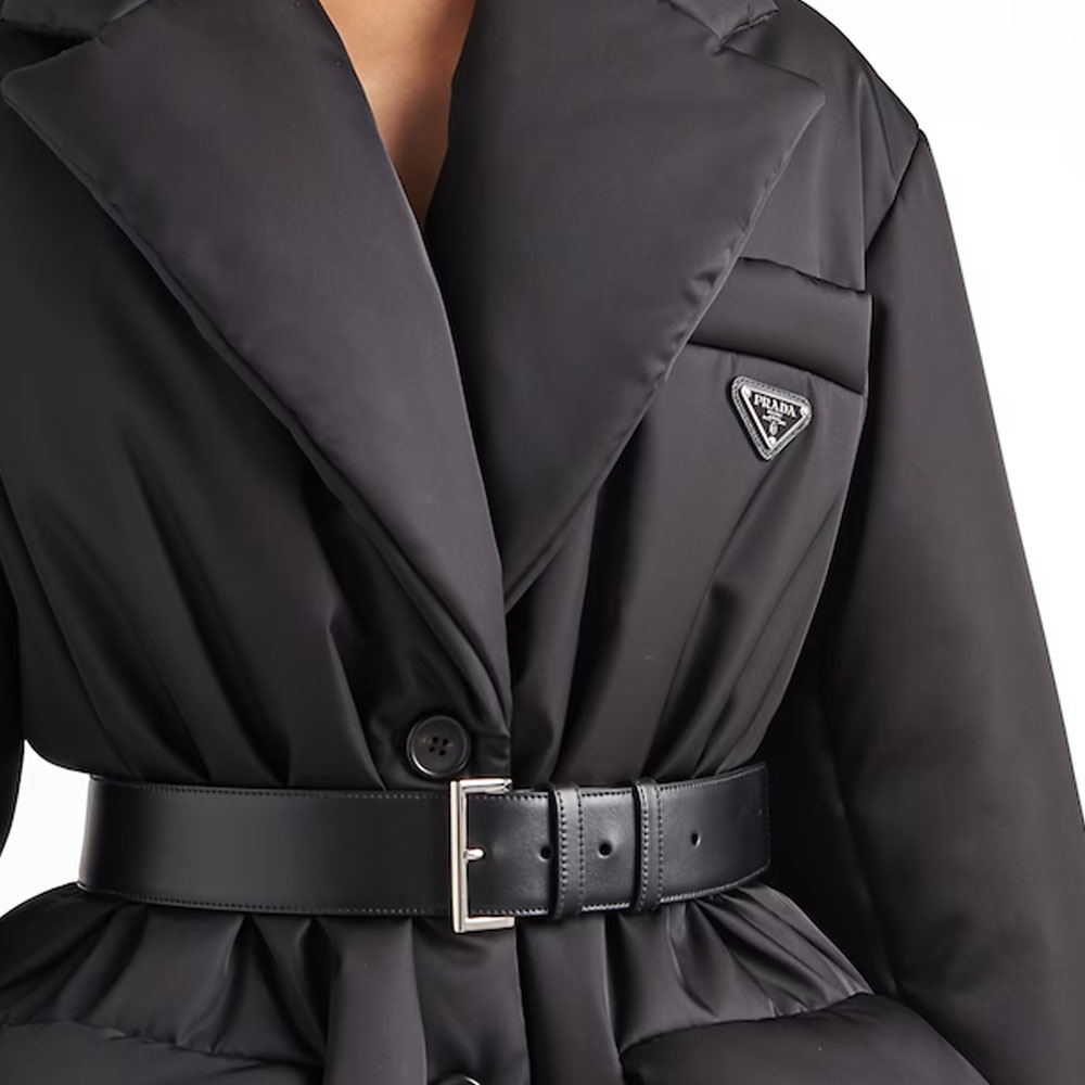 Purchase (Women) PRADA SS22  Black Coat with Belt Detail and Polo Collar. 29E862-1WQ8-F0002-S-222