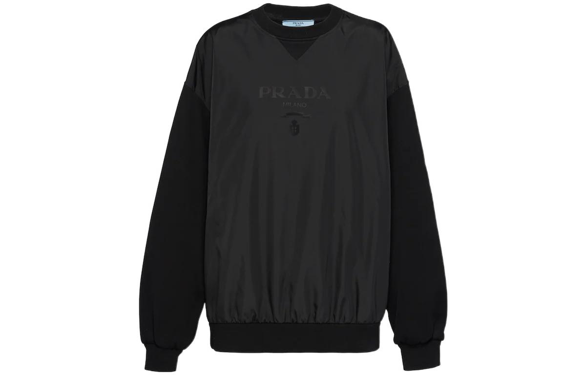 (Women) PRADA SS22  Black Crewneck Loose Fit Casual Long Sleeve Sweatshirt. 134655-11ES-F0002-S-222