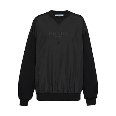 (Women) PRADA SS22 Black Crewneck Loose Fit Casual Long Sleeve Sweatshirt. 134655-11ES-F0002-S-222