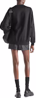 Shop (W) PRADA SS22 黑色寬鬆休閒長袖圓領上衣披肩。 134655-11ES-F0002-S-222