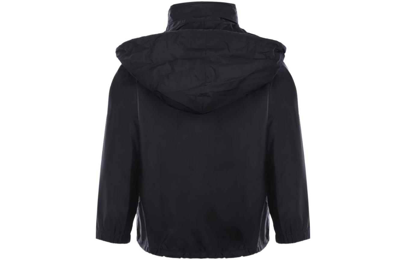 Shop (Women) PRADA SS22  Black Hooded Zip-Up Jacket with Logo Print 292022-1WQ9-F0002-S-221