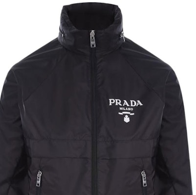 (Women) PRADA SS22 Black Hooded Zip-Up Jacket with Logo Print 292022-1WQ9-F0002-S-221 Details for (Women) PRADA SS22 Black Hooded Zip-Up Jacket with Logo Print 292022-1WQ9-F0002-S-221