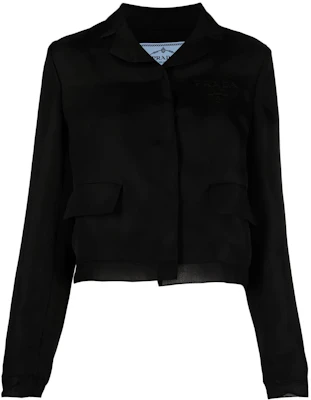 (W) PRADA SS22 ブラック ロゴプリント カジュアル 長袖ジャケット P589M-RS22-211PB-F-002 Order (W) PRADA SS22 ブラック ロゴプリント カジュアル 長袖ジャケット P589M-RS22-211PB-F-002