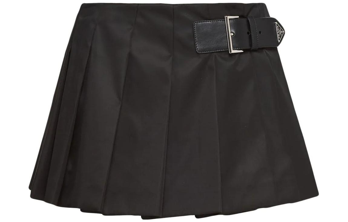 (Women) PRADA SS22  Black Pleated Mini Skirt Casual Style. 21H922-1WQ8-F0002-S-222