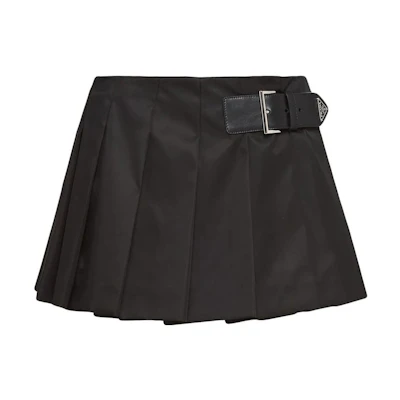 (Women) PRADA SS22 Black Pleated Mini Skirt Casual Style. 21H922-1WQ8-F0002-S-222