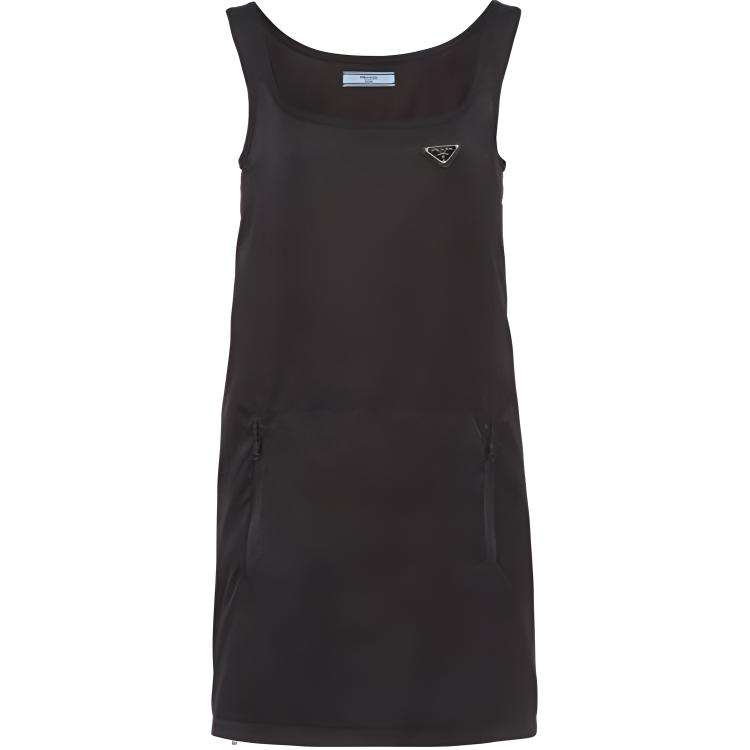 (Women) PRADA SS22  Black Re-Nylon Sleeveless A-Line Dress 230671-1WQ8-F0002-S-212