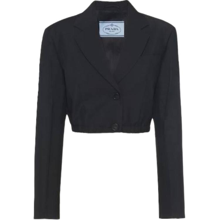 (Women) PRADA SS22  Black Single-Breasted Cinched Waist Blazer. P524MG-1IEA-F0002-S-221