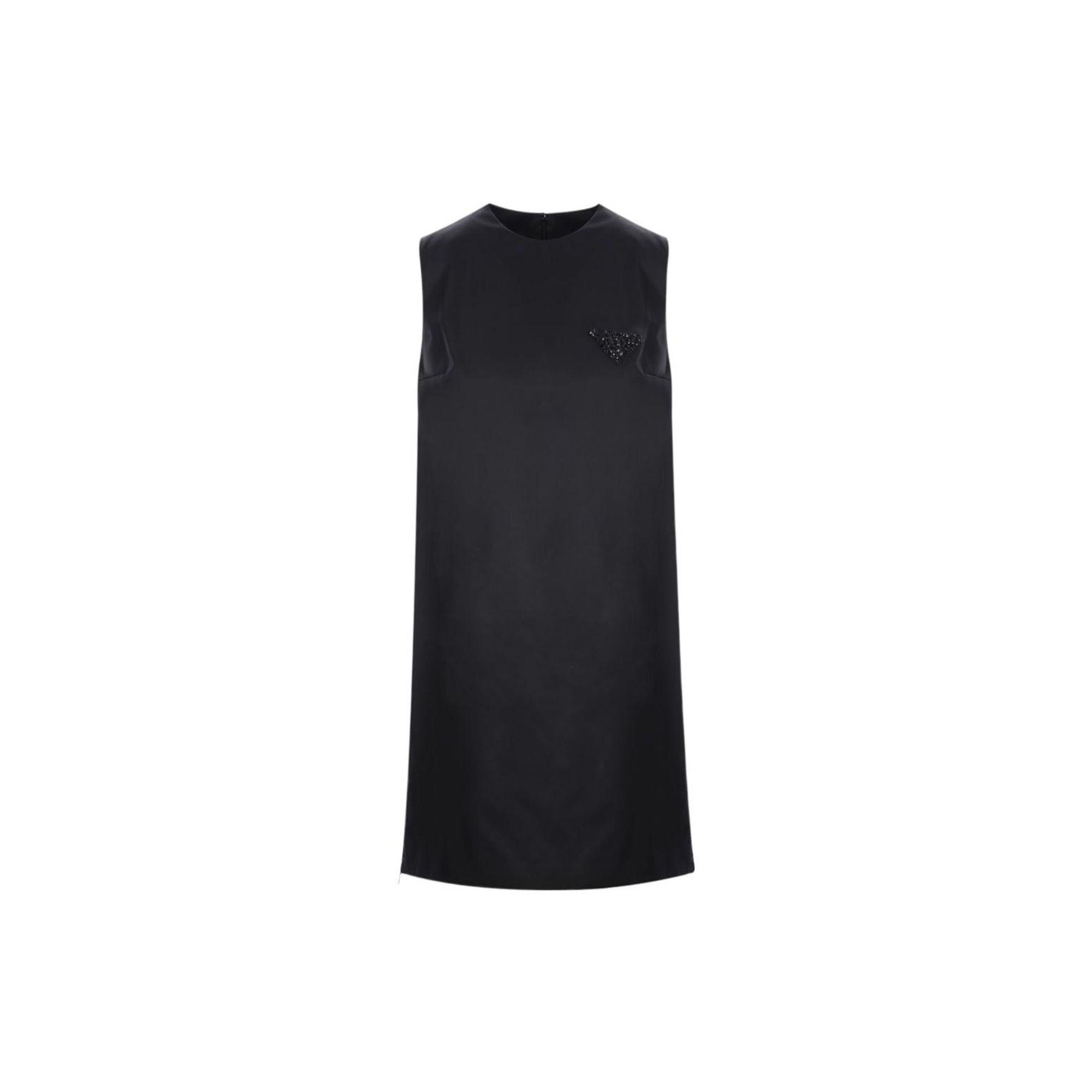 (Women) PRADA SS22  Black Sleeveless A-Line Zip-Up Dress 230674-1WQ8-F0002-S-221