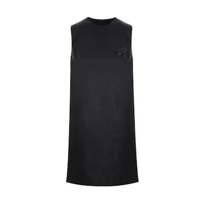 (Women) PRADA SS22 Black Sleeveless A-Line Zip-Up Dress 230674-1WQ8-F0002-S-221
