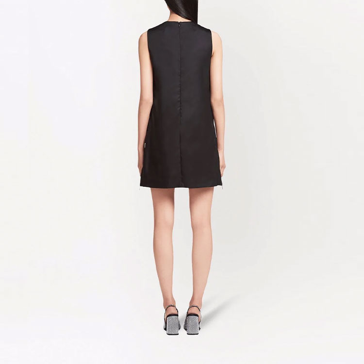 Purchase (Women) PRADA SS22  Black Sleeveless A-Line Zip-Up Dress 230674-1WQ8-F0002-S-221