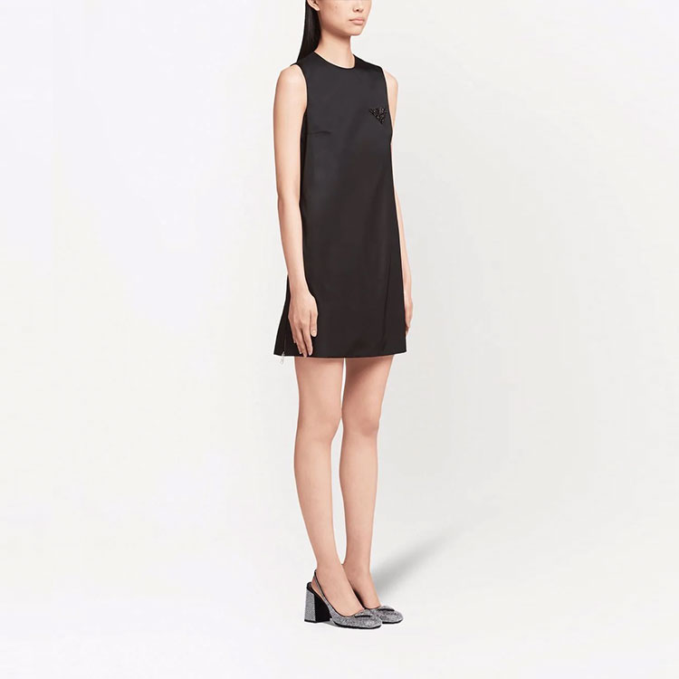 Details for (Women) PRADA SS22  Black Sleeveless A-Line Zip-Up Dress 230674-1WQ8-F0002-S-221
