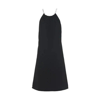 (Women) PRADA SS22 Black Sleeveless Mini A-Line Suede Dress P3G60-1RW9-F0002-S-221