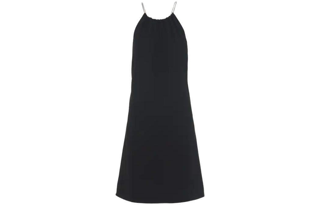 Order (W) PRADA SS22 Vestido Mini Negro Sin Mangas de Ante Línea A. P3G60-1RW9-F0002-S-221