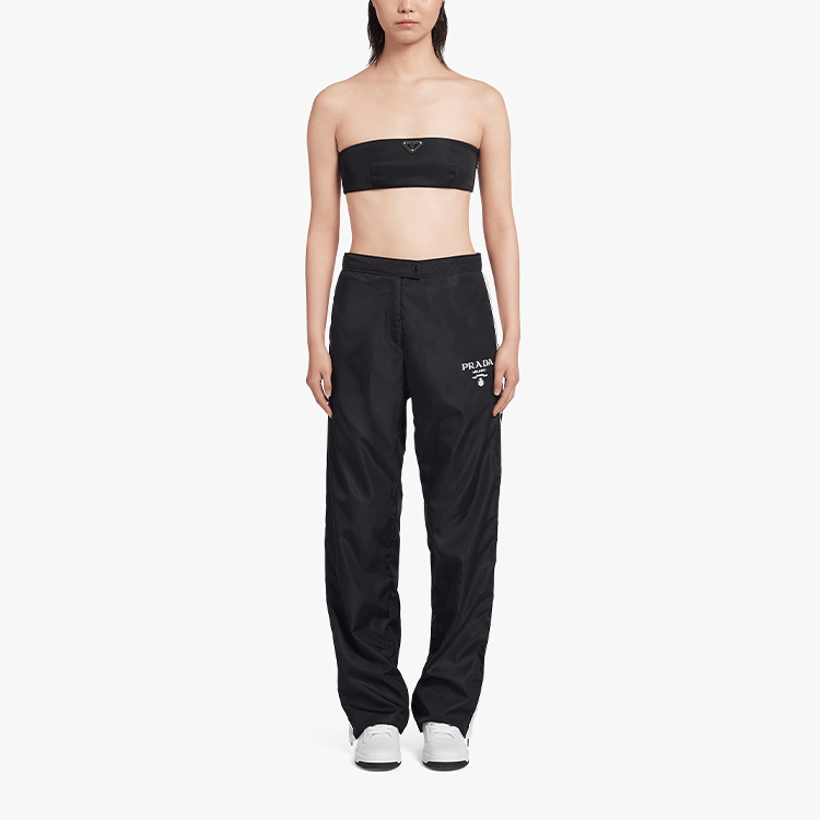 Lookbook (Women) PRADA SS22  Black Striped Wide-Leg Casual Trousers. 22H873-1WQ9-F0967