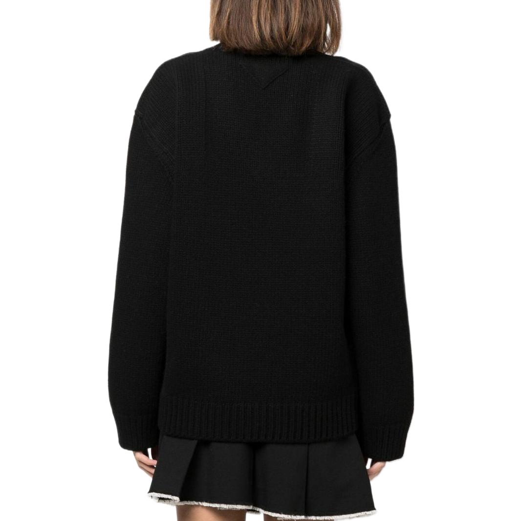 Shop (W) PRADA SS22 黑色V領羊毛針織毛衣 P24T1M-S222-114JF-0-002