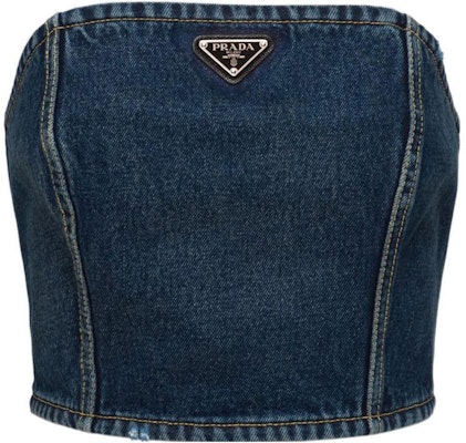 (W) PRADA SS22 Bralette Top Denim Biru Logo. GFT016-10UJ-F0008-S-212 Buy (W) PRADA SS22 Bralette Top Denim Biru Logo. GFT016-10UJ-F0008-S-212