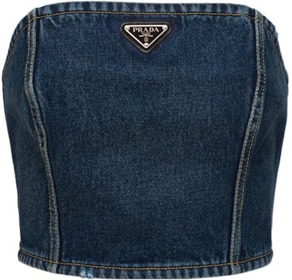 (W) PRADA SS22 Bralette Top Denim Biru Logo. GFT016-10UJ-F0008-S-212 Order (W) PRADA SS22 Bralette Top Denim Biru Logo. GFT016-10UJ-F0008-S-212