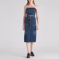 Lookbook (W) PRADA SS22 藍色丹寧Logo背心短上衣。 GFT016-10UJ-F0008-S-212