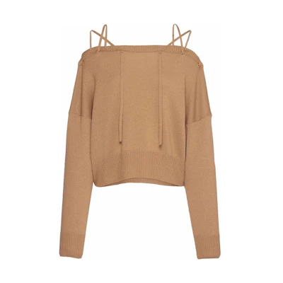(Women) PRADA SS22 Brown Solid Oversized Long-Sleeve Knit Sweater. P24P1CS22110RX-F0040