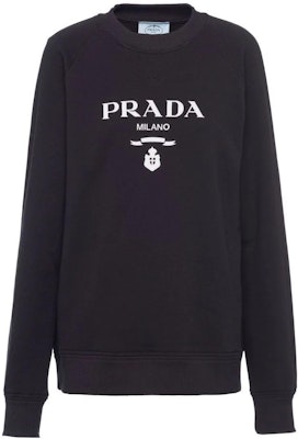 (W) 普拉达 SS22 对比标志印花黑色圆领卫衣 134645-S221-10GWF-0-967 Buy (W) 普拉达 SS22 对比标志印花黑色圆领卫衣 134645-S221-10GWF-0-967