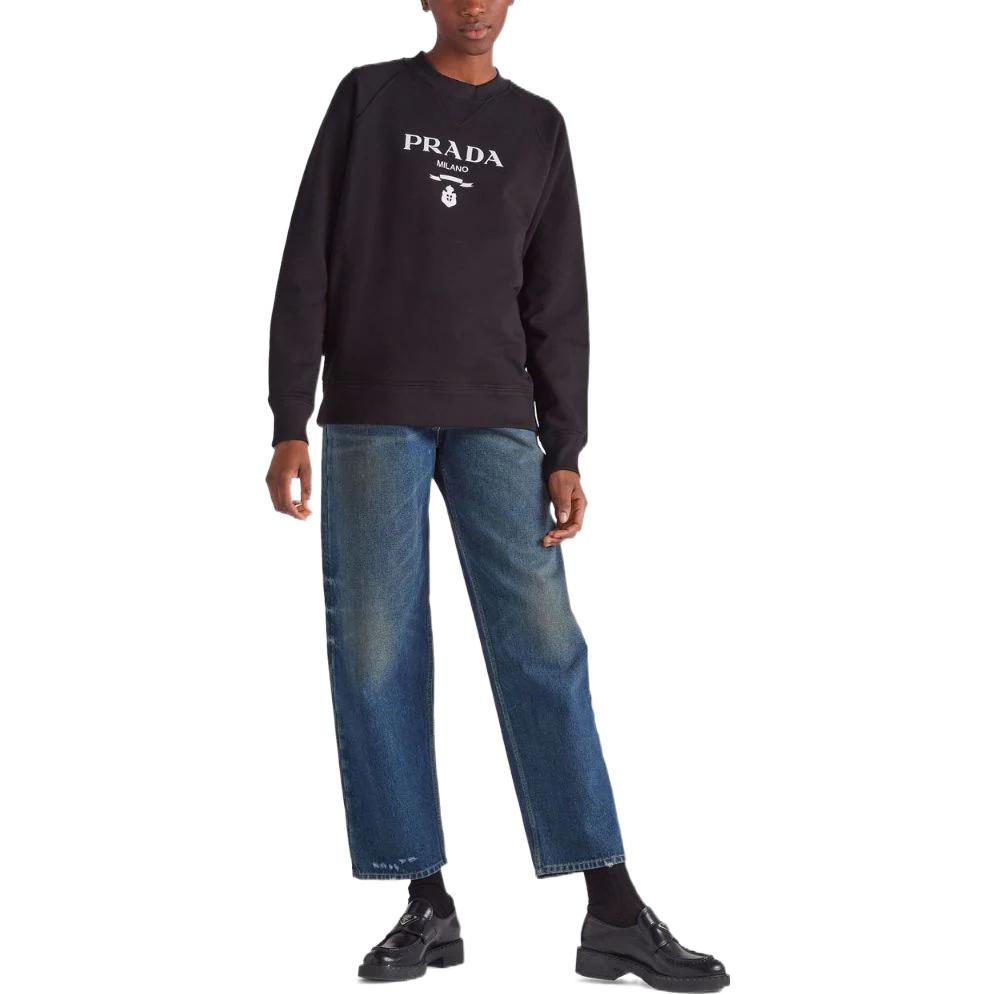 Lookbook (W) 普拉达 SS22 对比标志印花黑色圆领卫衣 134645-S221-10GWF-0-967