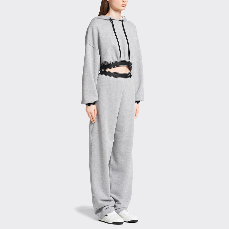 (Women) PRADA SS22  Grey Logo Hoodie Long-Sleeve Cropped Sweatshirt. 134648-10FI-F0031-S-221 圖 5