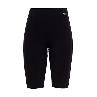 (Women) PRADA SS22 High-Waisted Slim Shorts Black 32128-1YQ4-F0002