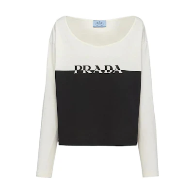 (Women) PRADA SS22 Logo Contrast T-Shirt 3463811Q4-F0A72-S-222