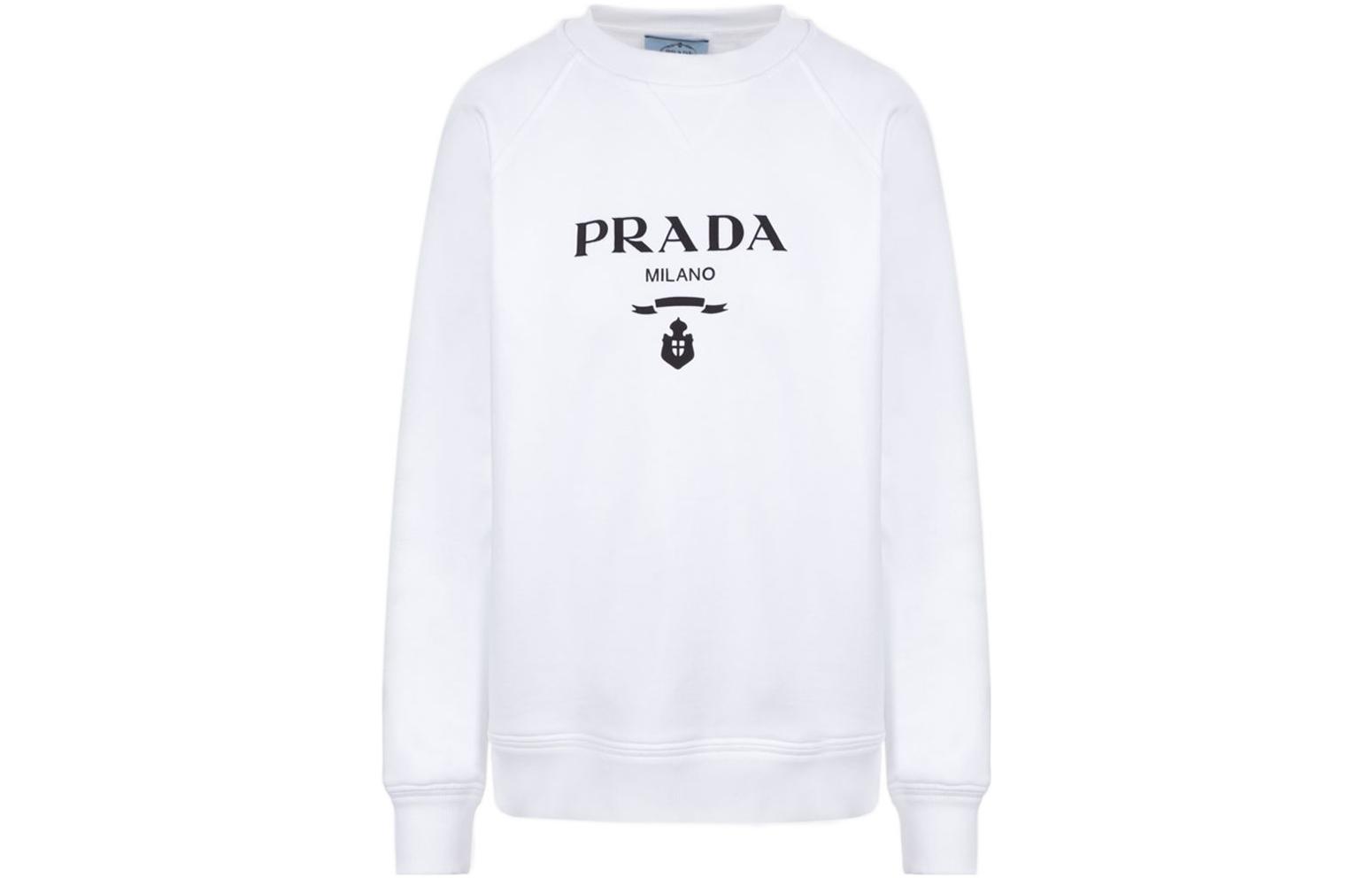 (Women) PRADA SS22  Logo Print Cotton Sweatshirt White 134645S22110GW-F0964
