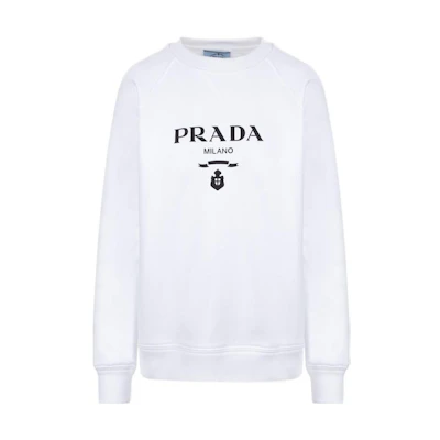 (Women) PRADA SS22 Logo Print Cotton Sweatshirt White 134645S22110GW-F0964