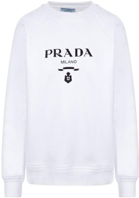 (W) 普拉达 SS22 标志印花白色棉质卫衣 134645S22110GW-F0964 Order (W) 普拉达 SS22 标志印花白色棉质卫衣 134645S22110GW-F0964
