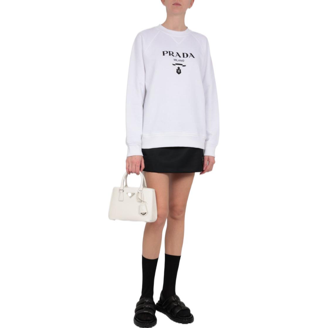 Shop (W) 普拉达 SS22 标志印花白色棉质卫衣 134645S22110GW-F0964