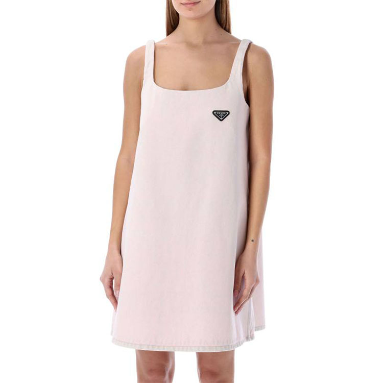 Details for (W) PRADA SS22 Vestido Mini Sin Mangas de Denim Rosa. GFA122-10H7-F0T08