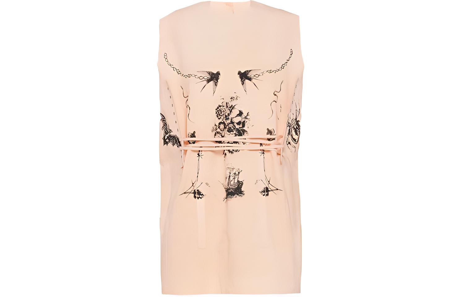 (Women) PRADA SS22  Printed Sleeveless Pullover Sunblock Shirt Opal White. P975I-101M-F0D91-S-221