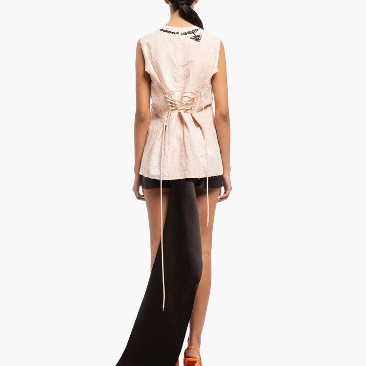 Shop (W) PRADA SS22 Camiseta sin mangas con estampado y protección solar Opal White. P975I-101M-F0D91-S-221