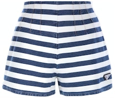 (Women) PRADA SS22 Striped Cotton Casual Shorts Blue. GFP477-10G2-F0008-S-221 (Women) PRADA SS22 Striped Cotton Casual Shorts Blue. GFP477-10G2-F0008-S-221
