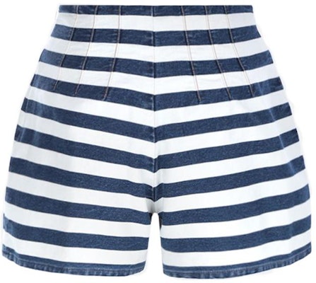 (W) 普拉达SS22蓝色条纹棉质休闲短裤. GFP477-10G2-F0008-S-221 Lookbook (W) 普拉达SS22蓝色条纹棉质休闲短裤. GFP477-10G2-F0008-S-221