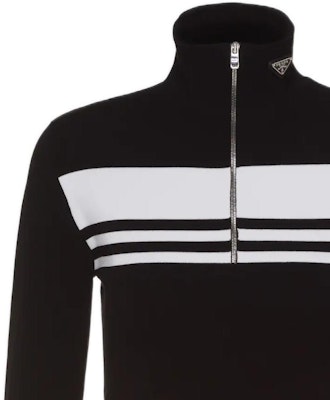 (Women) PRADA SS22 Striped Knit Sweater Black P26436-10R0-F0967-S-221 Details for (Women) PRADA SS22 Striped Knit Sweater Black P26436-10R0-F0967-S-221