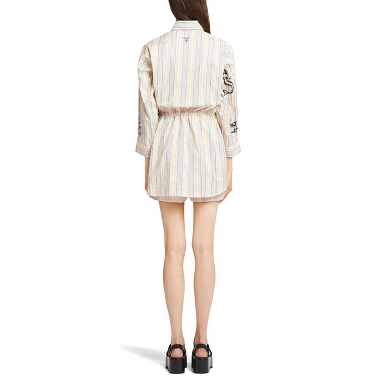 (Women) PRADA SS22  Striped Print Drawstring Long Sleeve Sun Shirt Light Blue P458F-10M5-F0013-S-221 圖 4
