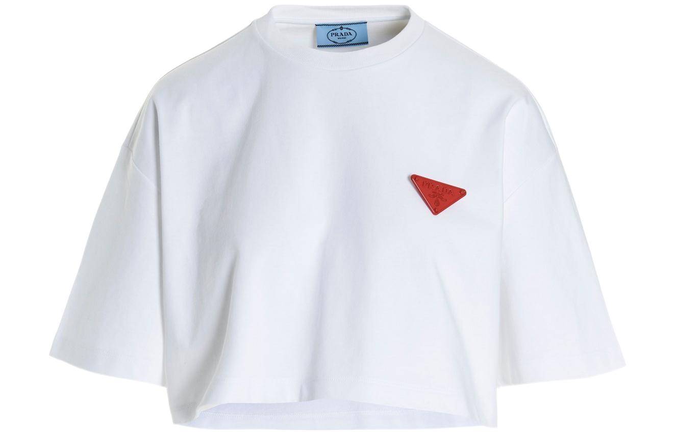 Order (W) Camiseta Blanca Prada SS22 Logo Cuello Redondo Manga Corta. 3560A-10UP-F0009-S-212