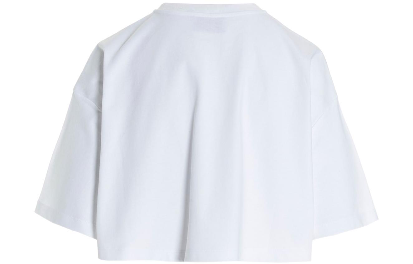 Lookbook (W) Camiseta Blanca Prada SS22 Logo Cuello Redondo Manga Corta. 3560A-10UP-F0009-S-212