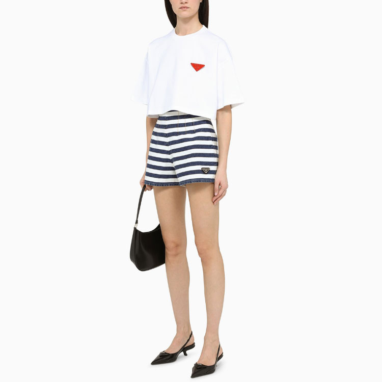 Shop (W) Camiseta Blanca Prada SS22 Logo Cuello Redondo Manga Corta. 3560A-10UP-F0009-S-212