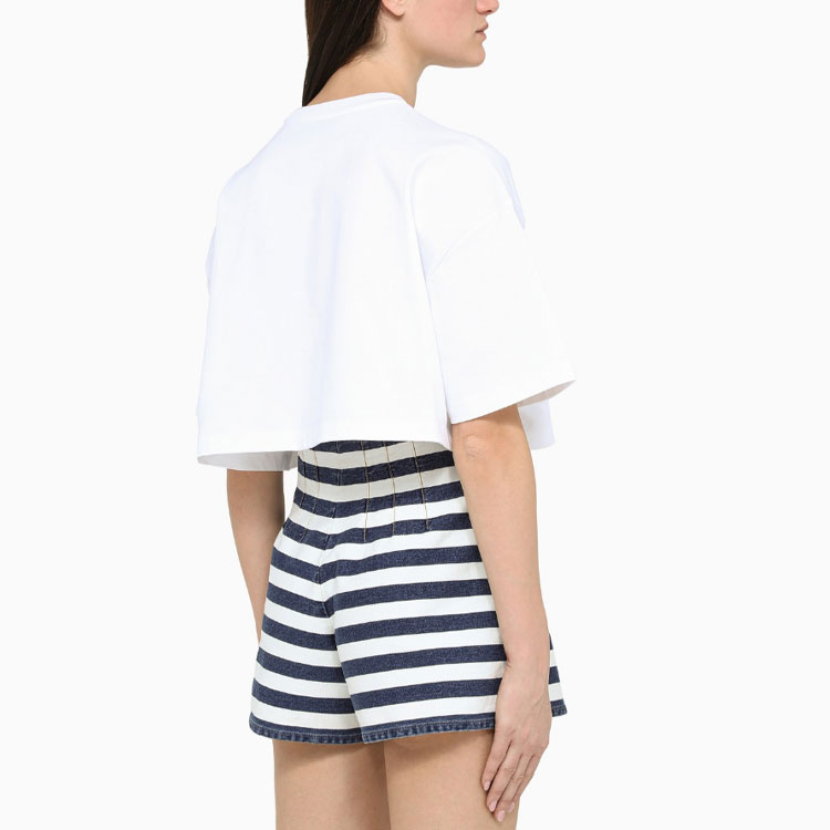 Details for (W) Camiseta Blanca Prada SS22 Logo Cuello Redondo Manga Corta. 3560A-10UP-F0009-S-212